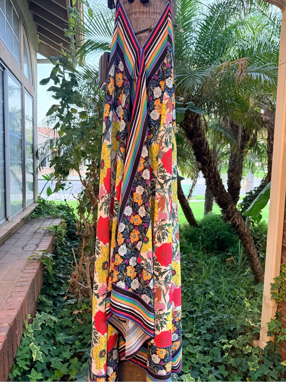 Vibrant Multicolor Floral Maxi Dress - Sleeveless V-Neck